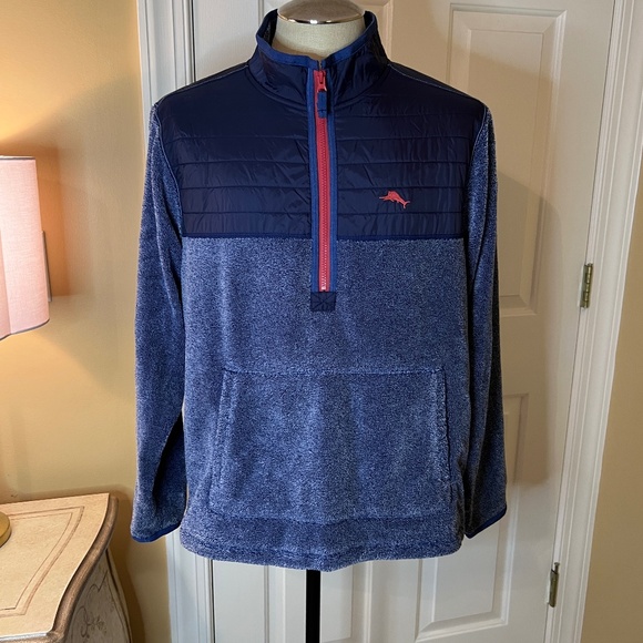 EUC Men's Tommy Bahama Cascade Cozy Half Zip Pullover Sweater in Blue Size LARGE - Picture 2 of 6